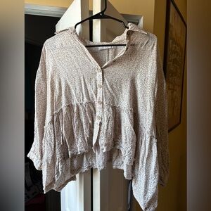 Patterned button blouse